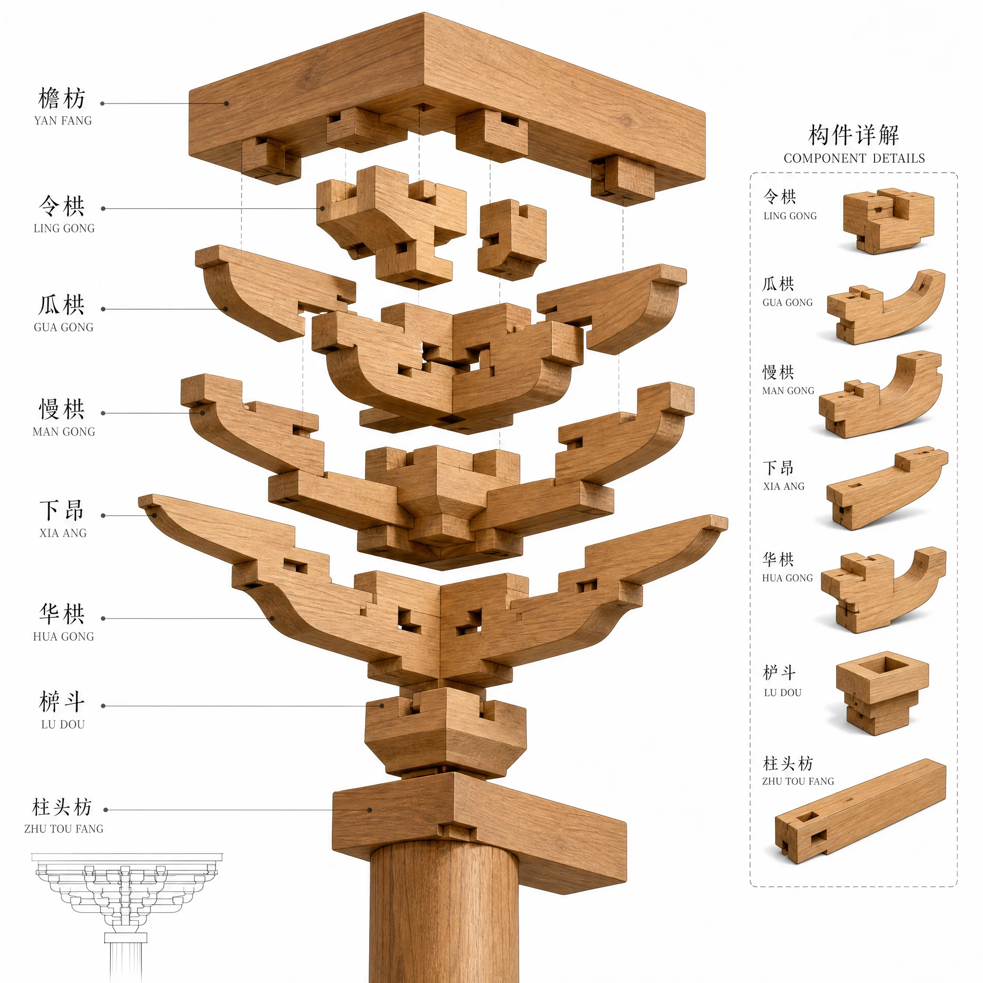 斗拱结构拆解教学模型